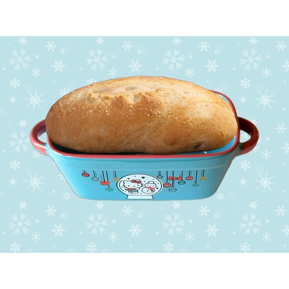 Sanrio Hello Kitty Christmas Ceramic Snow Globe Loaf Pan Baking 9"L x 5"W (NEW) - Picture 4 of 5
